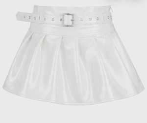 Mini-jupe plissée blanche en PVC à motif cuir pour femme, taille haute, avec fermeture éclair arrière et ceinture intégrée, jupe sculptante pour femme - Product Image 3
