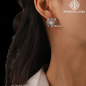 Elegant Round Cut Moissanite Diamond <b>Earrings</b> with White Gold Plating Bridal Jewelry for Engagement and Anniversary Use - Product Image 6