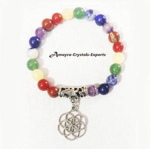 Pulsera de Obsidiana Negra con Dije de Flor, Joyería de Ágata Hecha a Mano, Venta al Por Mayor en Amayra Crystals Exports - Product Image 5
