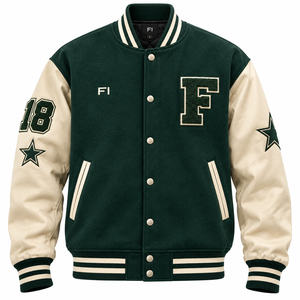 Chaquetas Varsity Unisex de Invierno, Impermeables y Resistentes al Viento, con Mangas de Cuero, Diseño de Parches, MOQ Bajo - Product Image 2