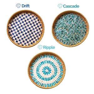 <b>High</b> Quality Mother Of Pearl Rattan Tray Cheapest Wholesale Price Handmade MOP Trays From Vietnam Tray For <b>Kitchen</b> <b>Table</b> Use - Product Image 2