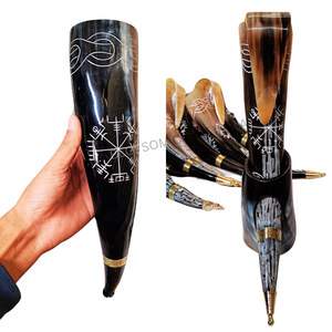 Authentic <b>Viking</b> Angel Style Buffalo Drinking Horn Mug Genuine Ox Horn <b>Cup</b> With Medieval Reenactment Eco Friendly - Product Image 4