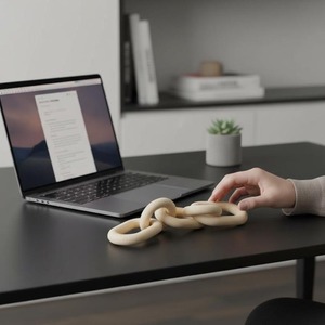 Chaîne rustique en bois à deux maillons, artisanat en bois pour la décoration intérieure, ornements de bureau en bois, objets décoratifs à boucle à deux anneaux - Product Image 5