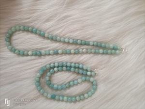 Collier en Amazonite naturelle 8 mm avec fermoir, bijoux en pierres précieuses polies, collier fait main, collier tendance pour femmes - Product Image 5