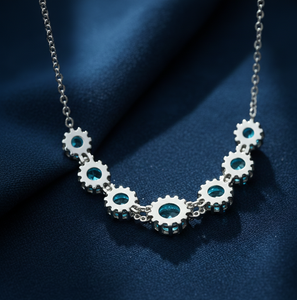 สร้อยคอไฮโดรบลูโทแพซขนาด 16 นิ้ว 12 มม. และ 10 มม. ทรงกลม ประดับเพชร CZ จี้เงินแท้ 925 ชุบทอง 18K เหมาะสำหรับงานปาร์ตี้ - Product Image 4