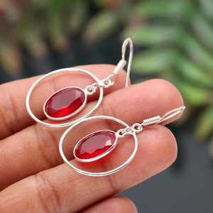 Boucles d'oreilles en rubellite rose, argent sterling 925, pierres précieuses naturelles, bijoux faits à la main pour femmes, vente en gros - Product Image 2