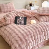Housse de couette en velours de lait chaud pour l'automne et l'hiver, couleur unie, ensemble de literie 4 pièces