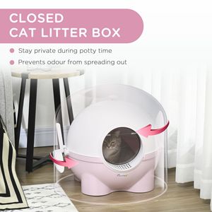 Lettiera per Gatti Grande Rosa Chiaro con Coperchio, Paletta e Maniglia Superiore a Pedale per una Facile Gestione della Sabbia - Product Image 6