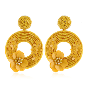 Handmade Classic Embroidery Seed Bead <b>Hook</b> Orthodox <b>Earrings</b> India Leaf Design - Product Image 5