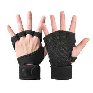 PU Leather Fitness Gloves Gym Palm Protectors Adjustable Wrist <b>Strap</b> Half Finger Sports Cycling Weightlifting Equipment Non-slip - Product Image 2