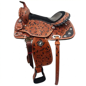 Selle de dressage occidentale portable en cuir véritable avec siège souple, options personnalisables, prix de gros disponible, dernière collection - Product Image 4