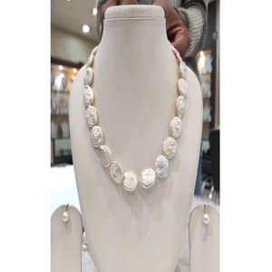 Elegante Juego de Collar y Pendientes de Perlas Barrocas de Primera Calidad, 1 Hilera, para Niñas, Bodas, Compromisos, Fiestas - Product Image 1