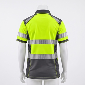 Camiseta Polo de Seguridad Reflectante de Alta Visibilidad para Hombre, Amarillo Neón, Gris Carbón, Uniforme de Trabajo, Diseño Personalizado, Proveedor Mayorista - Product Image 4