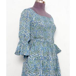 Robe longue d'été pour femme 100 % coton à imprimé floral, écologique, élégante pour les fêtes, décontractée pour le quotidien, avec boutons décoratifs, naturelle - Product Image 5