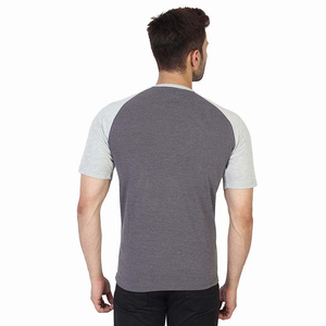 Men's <b>Raglan</b> Sleeve T-Shirt Solid Color Block O-Neck Regular Fit Casual Knitted 100% Cotton Short Sleeve <b>Top</b> - Product Image 4