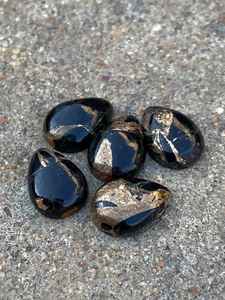 5 cabujones de turquesa negra en forma de lágrima, piedras preciosas naturales sueltas para la fabricación de joyas - Product Image 4