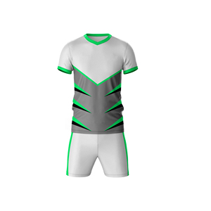 Ensemble complet d'uniformes de rugby en tissu anti-transpiration avec option d'impression par transfert thermique pour équipes, tailles adultes, manches courtes, séchage rapide, taille élastique - Product Image 1