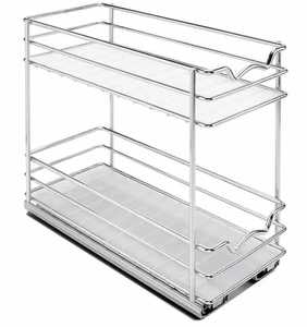 2 Tier Pull Out Cabinet Spice Rack Organizer Sliding Metal Wire Basket Tray Chrome <b>Storage</b> Shelf <b>Kitchen</b> Pantry <b>Cupboard</b> Unit - Product Image 4