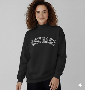 Sweat-shirt en molleton French Terry à col montant brodé pour femme, polyester/coton, séchage rapide, respirant, hiver - Product Image 5