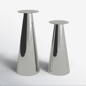 Wholesale Silver Metal Cone Pillar <b>Candle</b> <b>Holder</b> Set with <b>Glass</b> <b>Hurricane</b> Modern Table Centerpiece Wedding Home Decor - Product Image 3