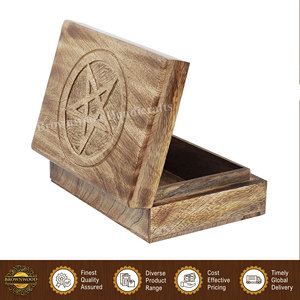 Caja de madera decorativa con diseño llamativo, hecha a mano, 100% madera natural de mango, para empaque de joyería, de proveedor indio. - Product Image 3