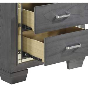 Glamour moderno camera da letto 1 pz comodino a 2 cassetti con illuminazione a LED in finti cristalli Bar con finitura grigia - Product Image 4