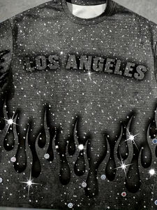 Men's Los Angeles <b>Flame</b> Print T-<b>Shirt</b> Shorts Set Digital Printing Street Style Summer Quick Dry Crew Neck Knitted Polyester - Product Image 3