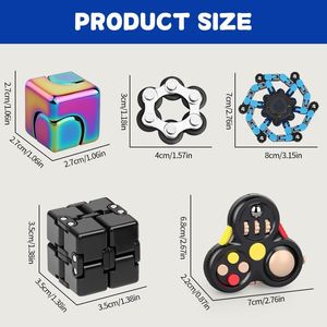 Paquete de Cubos Sensoriales Antiestrés, Cubo Infinito de Metal, Robot Spinner, Controlador Fidget Pad, Spinners de Mano Geniales para Aliviar el Estrés - Product Image 3