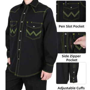 Heavy Duty <b>Flame</b> Resistant 100% Cotton Wholesale Welding <b>Shirts</b> Breathable Hi Visibility Long Sleeves Waterproof Plus Size ASTM - Product Image 5