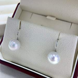 Boucles d'oreilles en argent S925 naturel avec perles d'eau douce australiennes de 9 à 10 mm, lumière blanche froide parfaite Edison, talons hauts, crochet d'oreille - Product Image 3