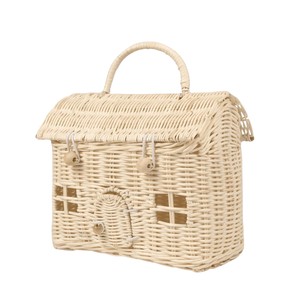 Natural Rattan <b>Storage</b> <b>Basket</b> With Lid <b>Rectangle</b> Shape Handle Rustic Style Multi-Purpose Neatening Box - Product Image 5