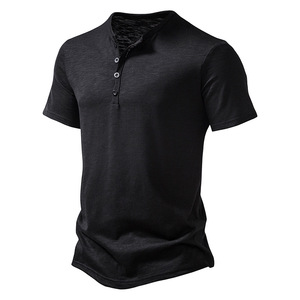 <b>Men</b>’s Henley Collar T-<b>Shirts</b> Short Sleeve Solid Color Summer Casual High Quality Tops <b>Men's</b> T-<b>Shirts</b> - Product Image 5