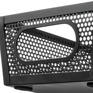 Metal Storage Basket with Hand Grip for Office Laundry Bath Craft Organization Simple Style <b>Black</b> Rectangular Mesh Bin - Product Image 4