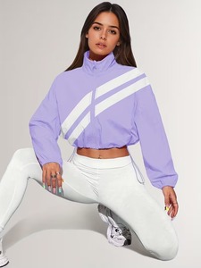 Ensembles de vêtements de sport pour femmes |   Ensemble de survêtement deux pièces : veste zippée à col montant coupe décontractée et pantalon de yoga compressif - Product Image 5