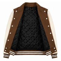 Veste universitaire vintage pour homme en laine avec manches en cuir, style bomber, veste de baseball d'hiver, veste de collège universitaire