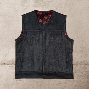Chaleco de Cuero Estilo Western con Estampado de Serpiente para Motociclistas - Product Image 1