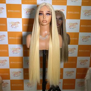 วิกผมมนุษย์วิกผมยาวลูกไม้สีบลอนด์ตรงแบบไม่ผ่านกระบวนการผมสองเส้น - Product Image 3