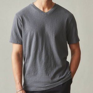 Manufacturer Custom Men's Vintage Distress <b>NO</b> Embroidered Slim Fit Anti-Pilling Knitted Front <b>Logo</b> T-Shirt Sale Price Best - Product Image 6
