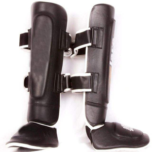 Espinilleras de Boxeo de Cuero PU Negro y Rojo, de Cintura Alta, Forma Recta, Ecológicas, Unisex, 1.2M de Largo, 1cm de Grosor, para Artes Marciales - Product Image 3