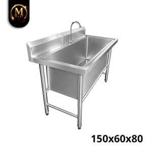 Évier simple en acier inoxydable de haute qualité, profond, épaisseur 0,8 mm, autoportant, équipement de lavage pour cuisine commerciale - Product Image 3