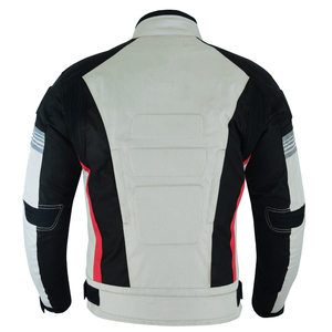 Chaqueta de Motocicleta Unisex de Cuero Negra, Roja y Gris, Transpirable, Resistente al Viento, con Cuello Alto, Cierre de Cremallera, Corte Regular, Tela de Lona - Product Image 6