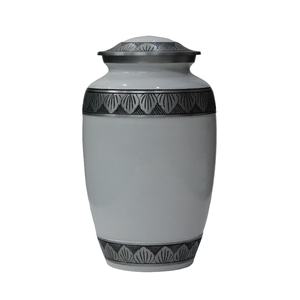 Urnes funéraires en aluminium pour adultes avec gravure, finition en étain et couleur blanche, fournitures funéraires en métal pour cendres humaines - Product Image 1