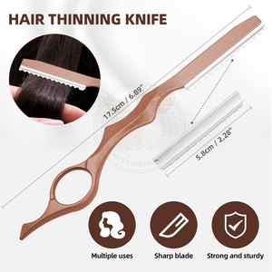Hair Cutter Metal Single <b>Edge</b> Blade Straight Carbon Steel Safety Razor with <b>Rubber</b> Handle Right-Handed for Hair Thinning - Product Image 5