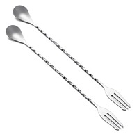 Cuillère à cocktail de luxe en acier inoxydable, manche torsadé haut de gamme, outil de mélange de boissons, accessoire de bar moderne