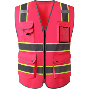 Custom Men's Hi Visibility Reflective Breathable Quick Dry Rip-Stop Safety Work Vest Canvas V-neck Silk Screen Printed - Product Image 3