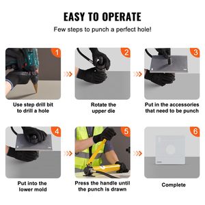 Set di Utensili KO F a 4 Pezzi per Taglio Idraulico di Tubi da 1/2\", 3/4\", 1\", 1-1/4\", Kit Perforatore per Condotti, Attrezzi per Lamiere Metalliche - Product Image 6