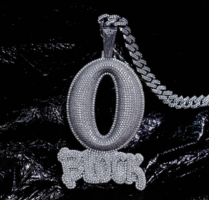 Moissanite Diamond <b>Iced</b> out Large O <b>Block</b> Pendant Necklace 925 Sterling Silver Customized Diamond Pendant - Product Image 3