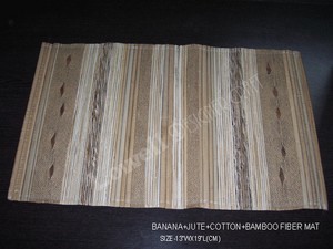 Natural Fiber Handwoven Table <b>Mat</b> Banana Jute & Bamboo Blend Design Retro Style 12"Hx18"L Reusable - Product Image 3