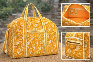 Sac de voyage en coton imprimé à la main de style bohème vintage indien, design matelassé, sacs de shopping imprimés uniques, compagnon de voyage - Product Image 2