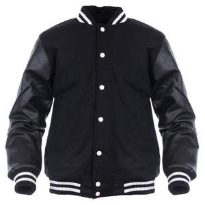 Veste de baseball varsity pour homme, nouvelle collection, logo personnalisé, couleur noire unie, anti-plis, col montant, hiver. - Product Image 6